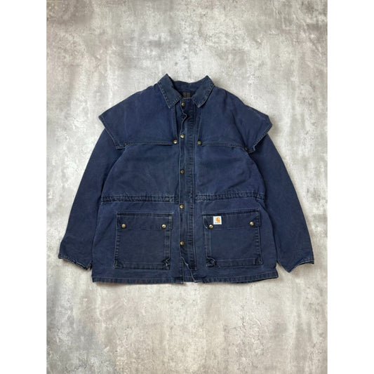 Vintage 90s Carhartt Blanket Lined Canvas Workwear Duster Jacket Size 2XL