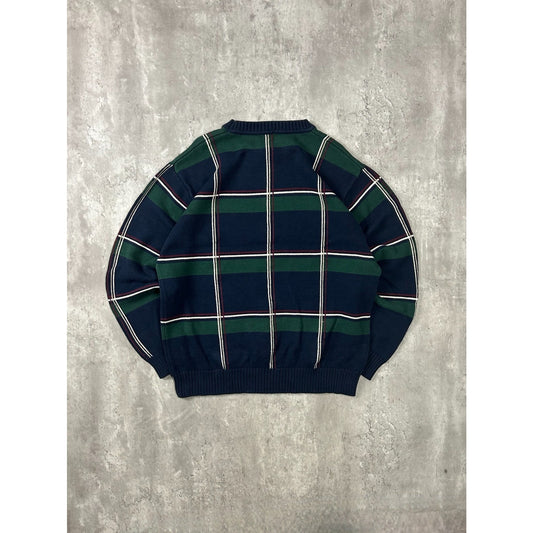 Vintage 90s Dockers Plaid Print Pullover Ribbed Knit Sweater Size XL