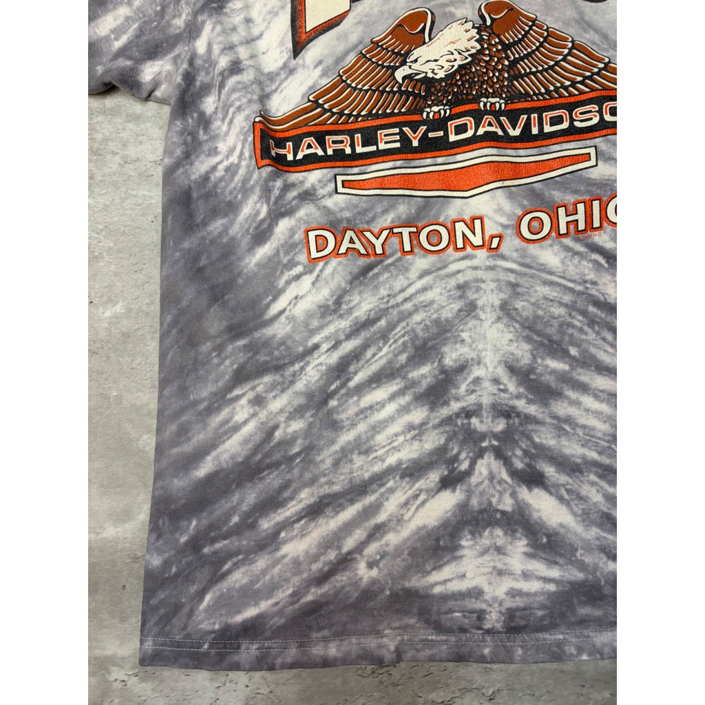 Vintage 1998 Harley Davidson Bald Eagle Graphic Tye Dye T-Shirt Size Large