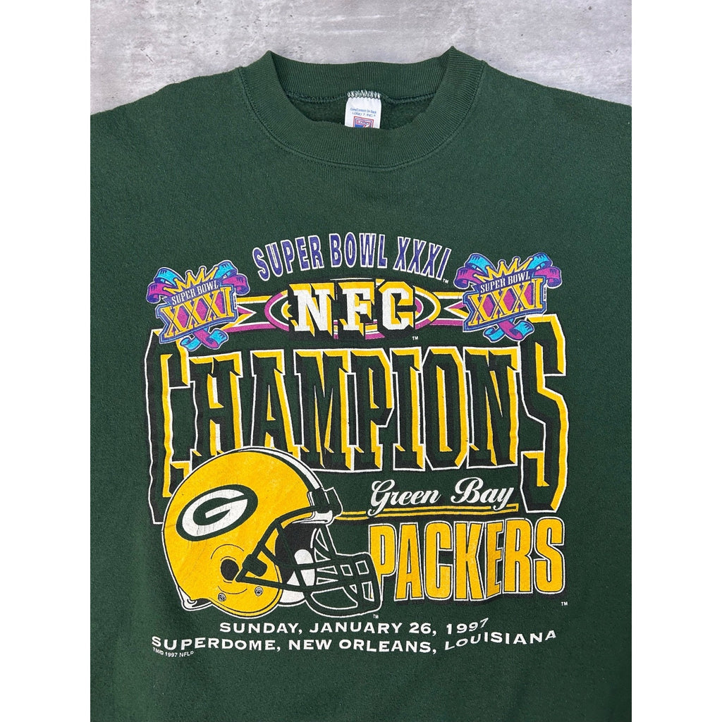 Vintage 1997 Green Bay Packers NFL Super Bowl XXXI Champs Sweatshirt Size Large