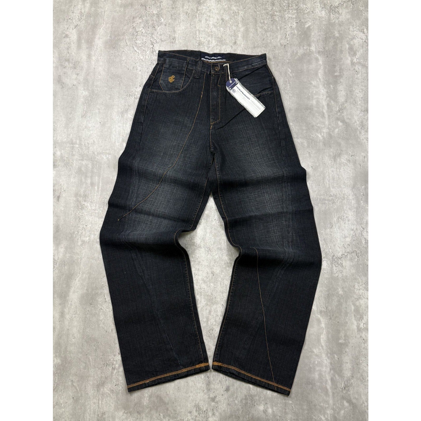 Vintage Y2K Rocawear Embroidered Pocket Dark Wash Denim Pants Size 28x32