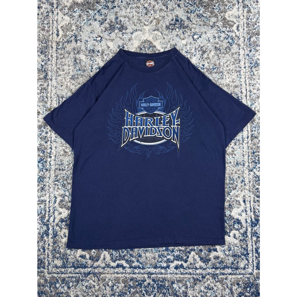 Vintage Harley Davidson Flame Spellout Graphic T-Shirt Size 2XL
