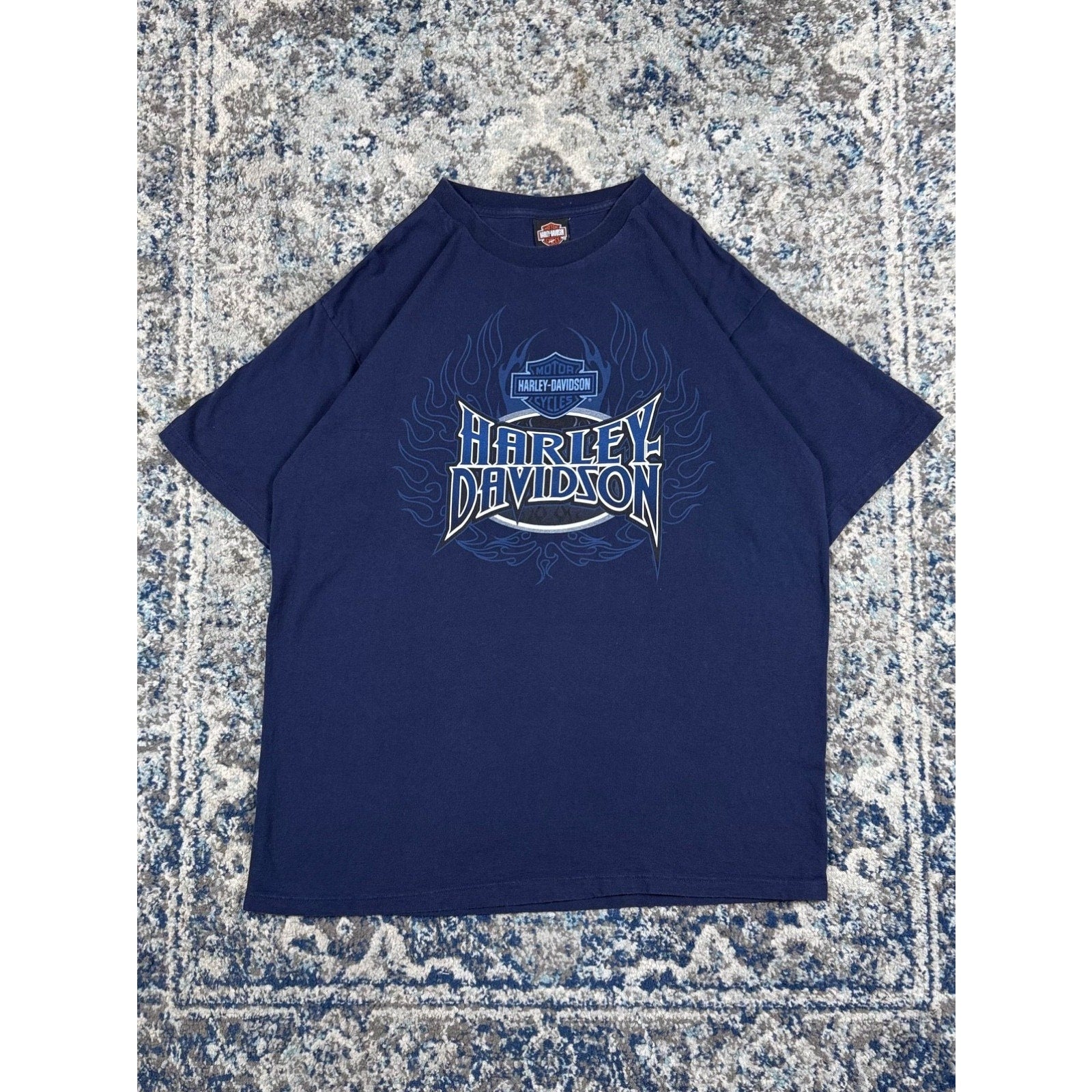 Vintage Harley Davidson Flame Spellout Graphic T-Shirt Size 2XL