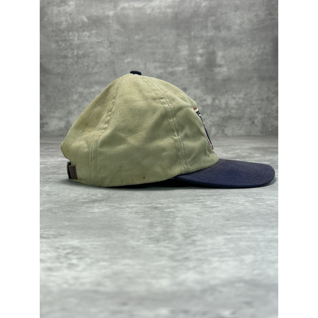 Vintage Disney Golf Embroidered Crest Logo Strapback Hat OSFA Beige