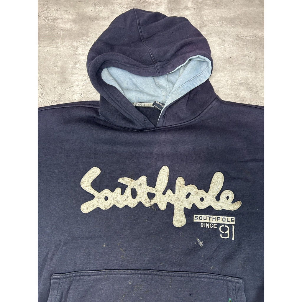 Vintage Y2K Southpole Embroidered Spellout Pullover Hooded Sweatshirt Size XL