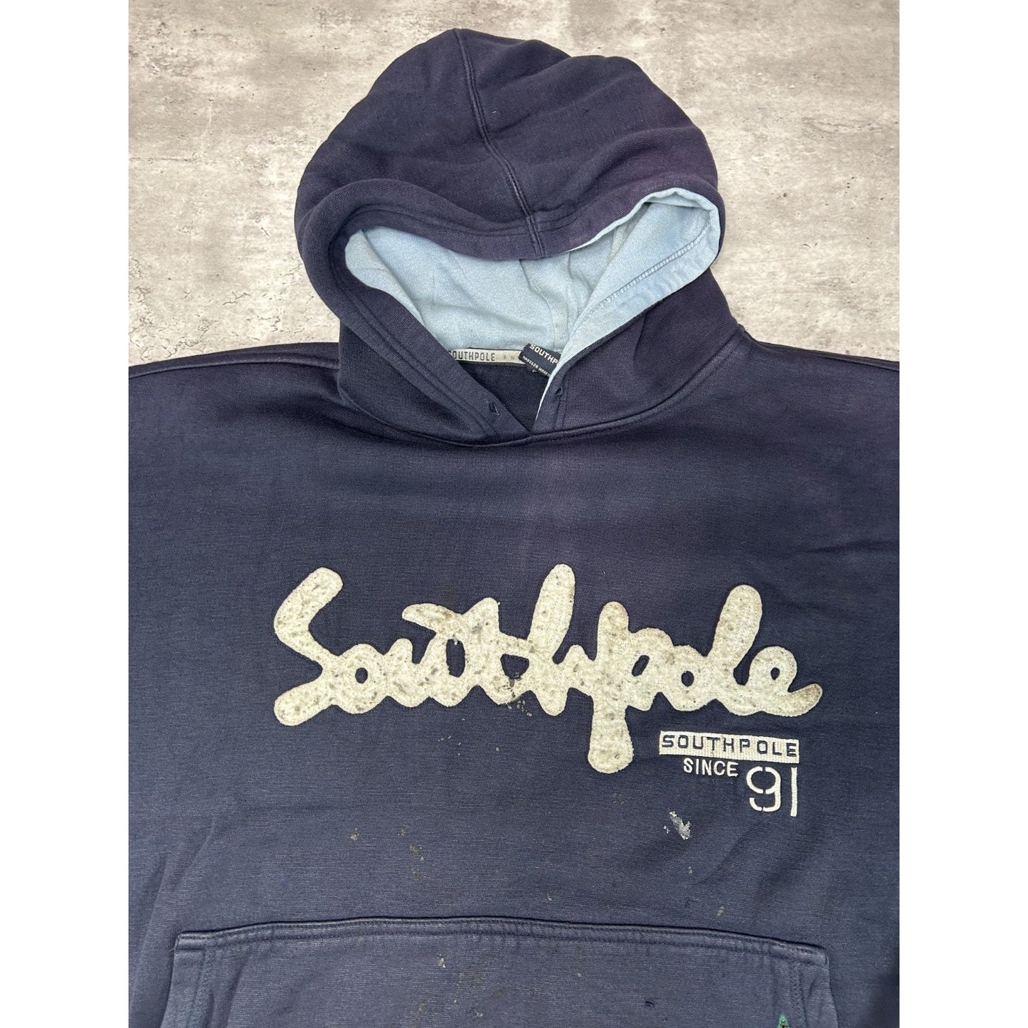 Vintage Y2K Southpole Embroidered Spellout Pullover Hooded Sweatshirt Size XL