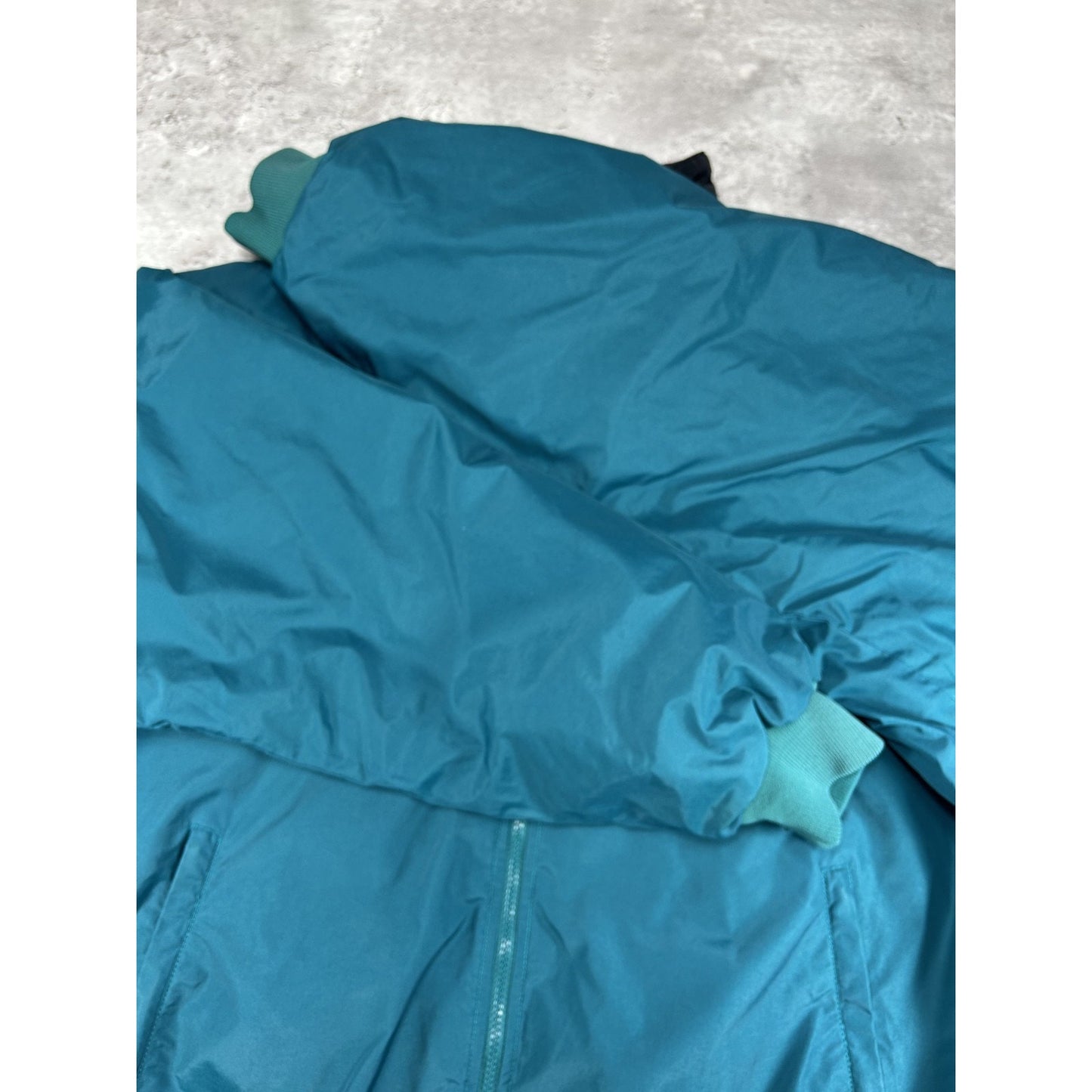 Vintage 90s Columbia Fleece Lined Nylon Full Zip Bomber Jacket Size Large Blue