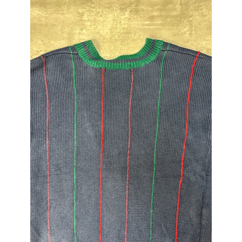 Vintage 80s/90s Striped Button Down Knit Cardigan Sweater Size YOUTH XL