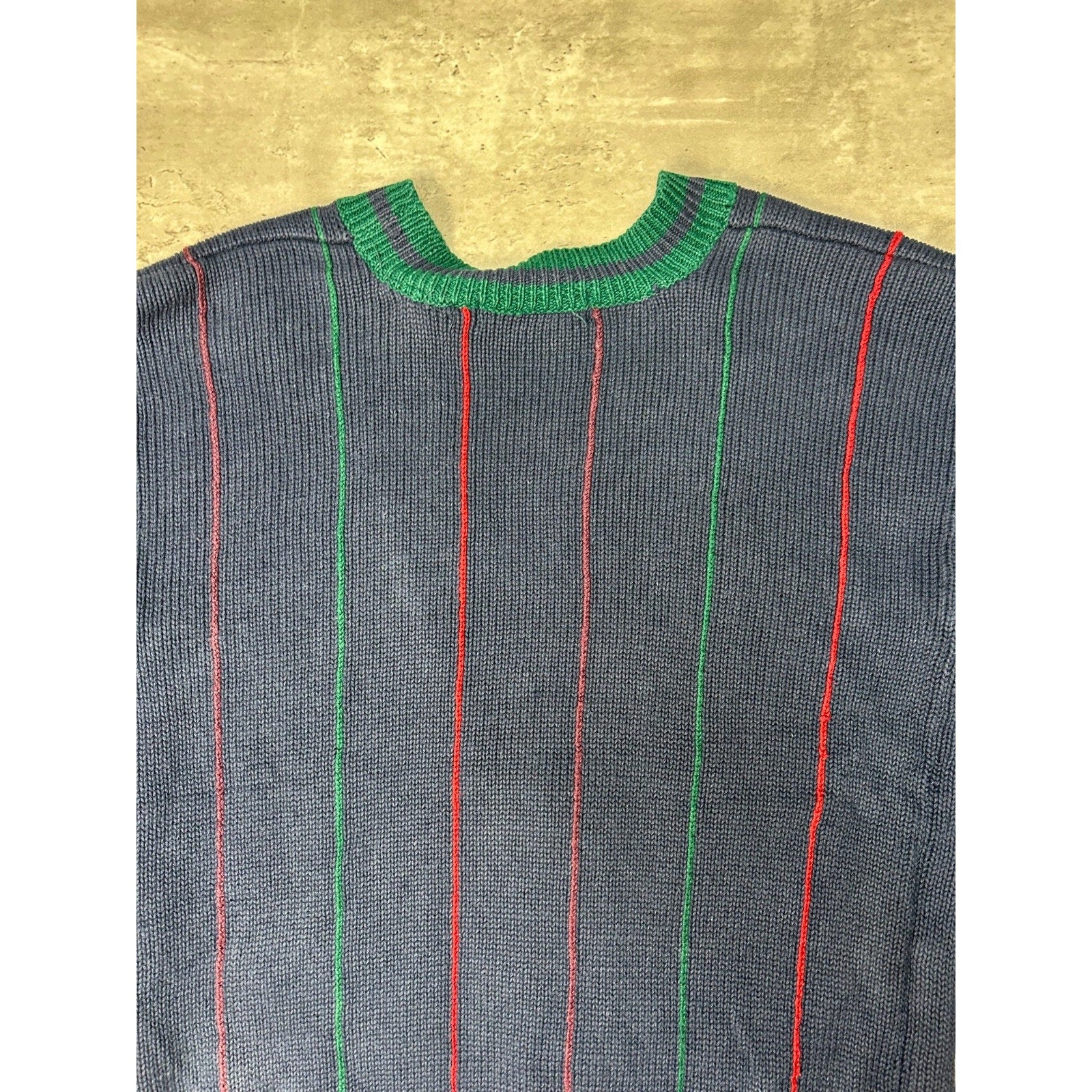 Vintage 80s/90s Striped Button Down Knit Cardigan Sweater Size YOUTH XL