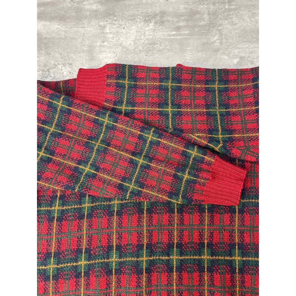 Vintage 90s Eddie Bauer Plaid Print Pullover Knit Sweater Size Large