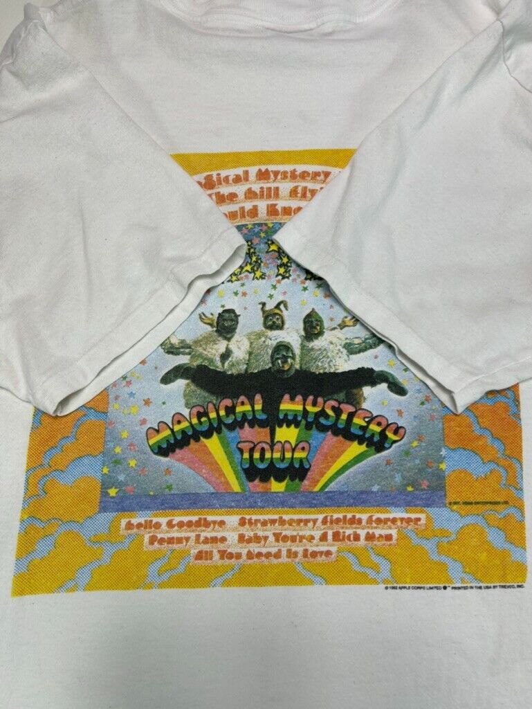 Vintage 1992 The Beatles Magical Mystery Tour Movie Promo Band T-Shirt Size L