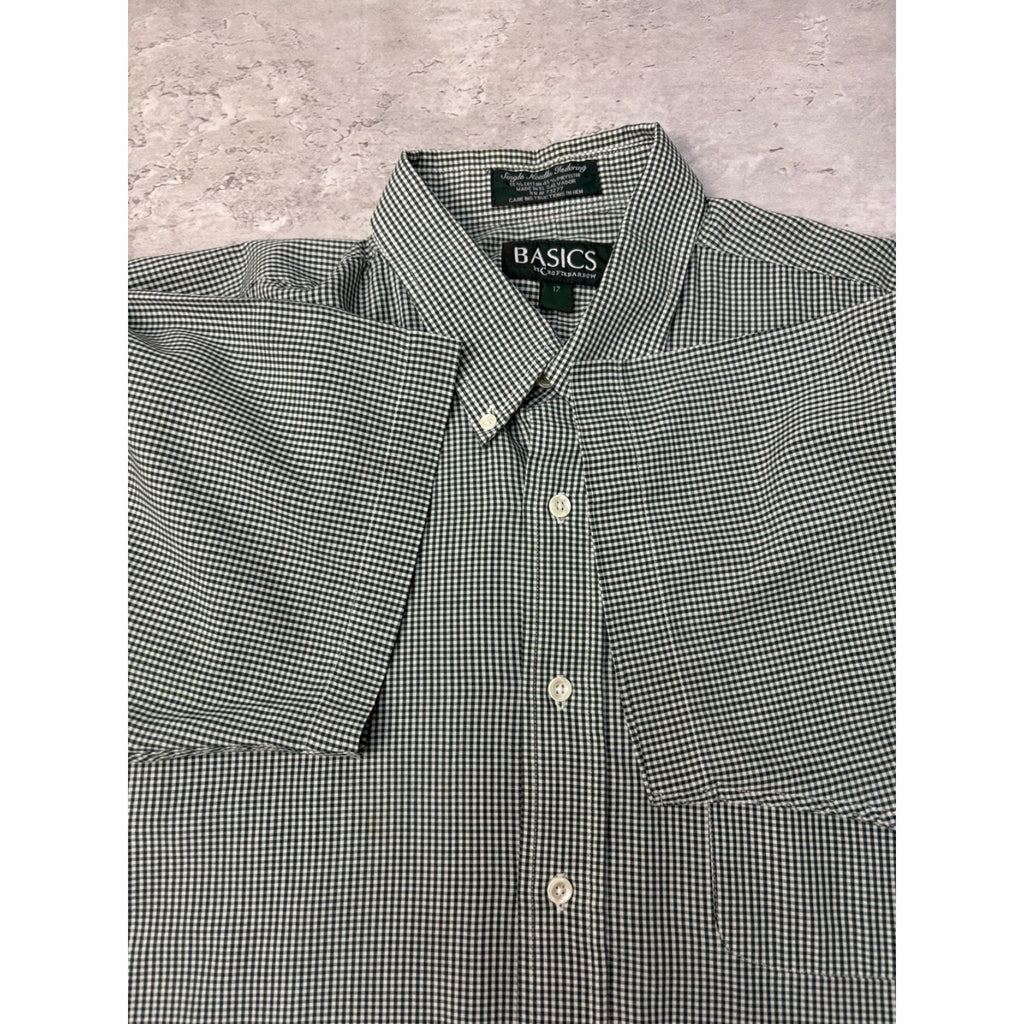Croft & Barrow Basics Single Pocket Plaid Reworked Cropped Button Up Shirt Sz XL