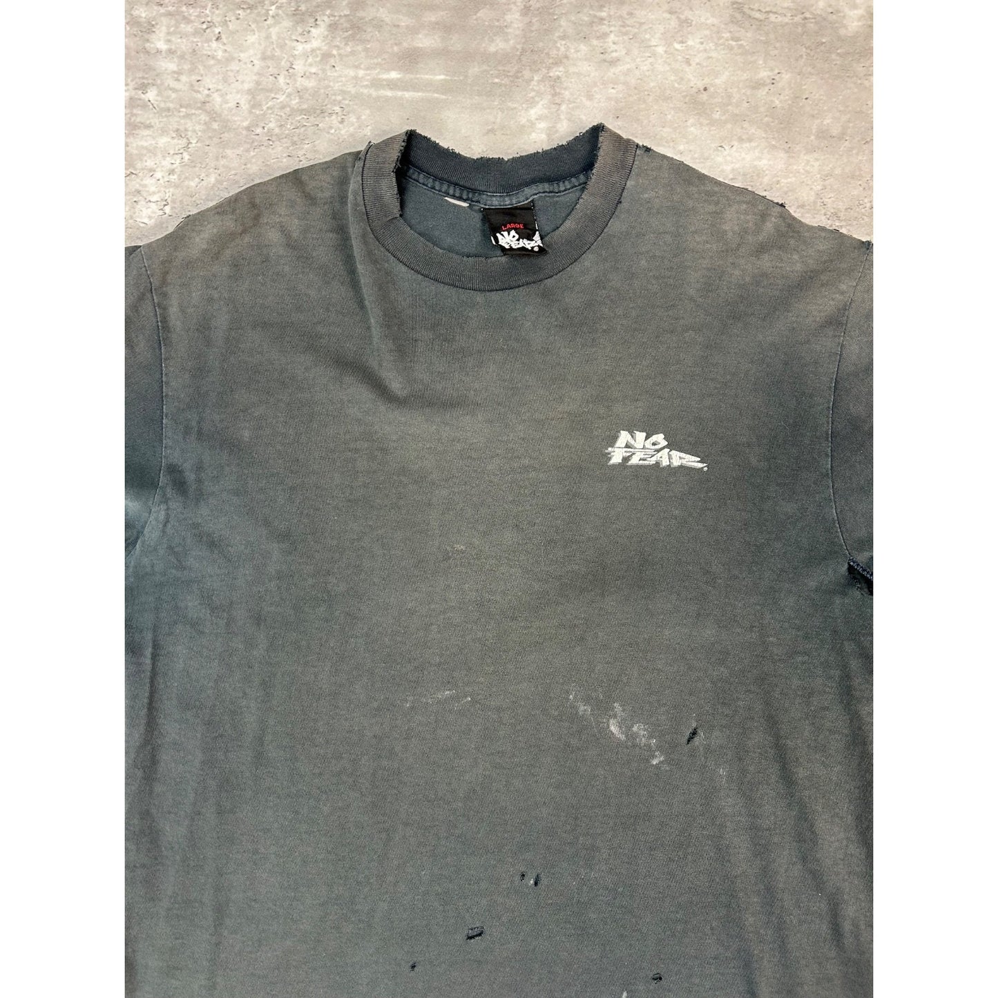 Vintage Y2K No Fear Life Isn't Winning Graphic Slogan T-Shirt Size Large Black