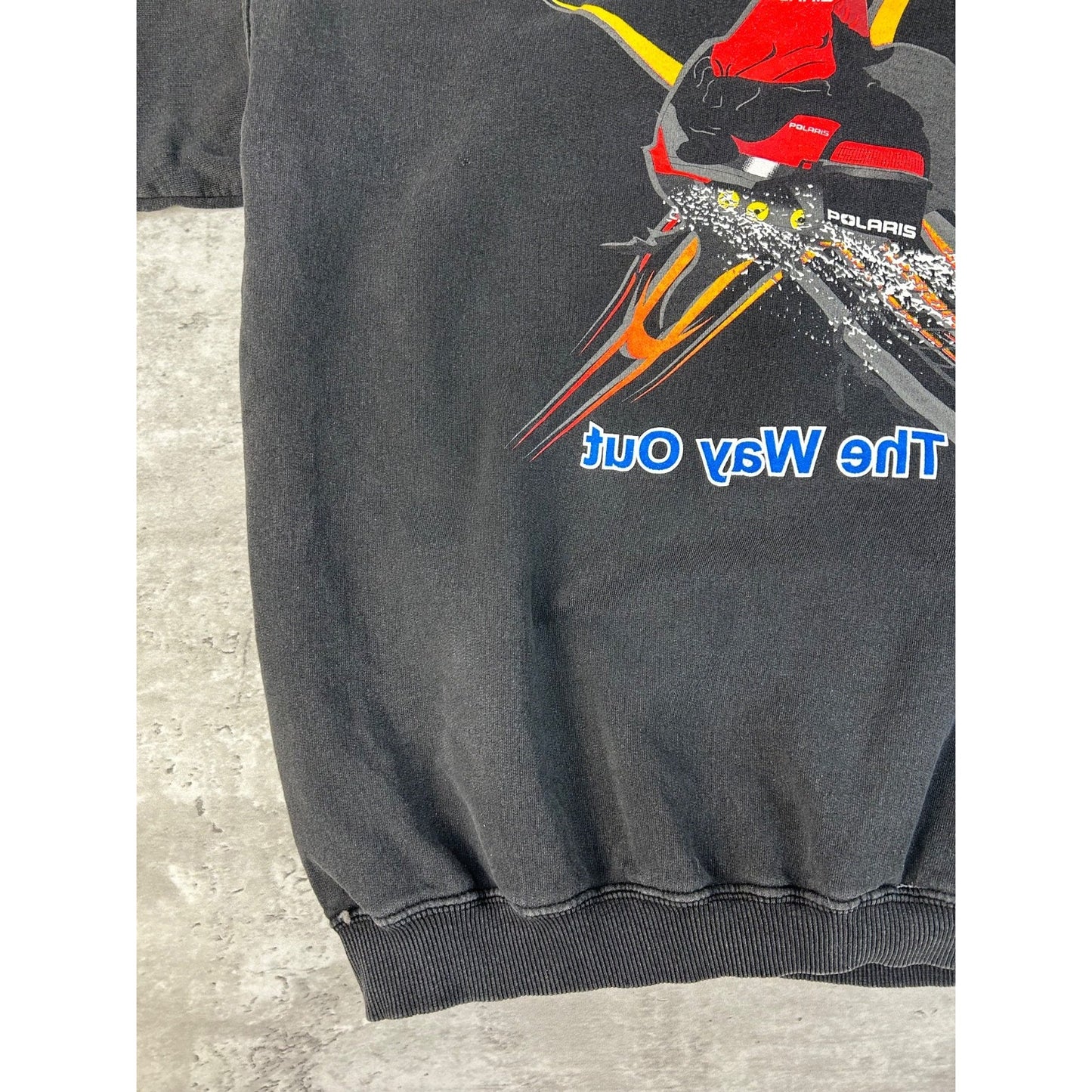 Vintage 90s Polaris Snowmobile The Way Out Big Graphic Sweatshirt Size Large