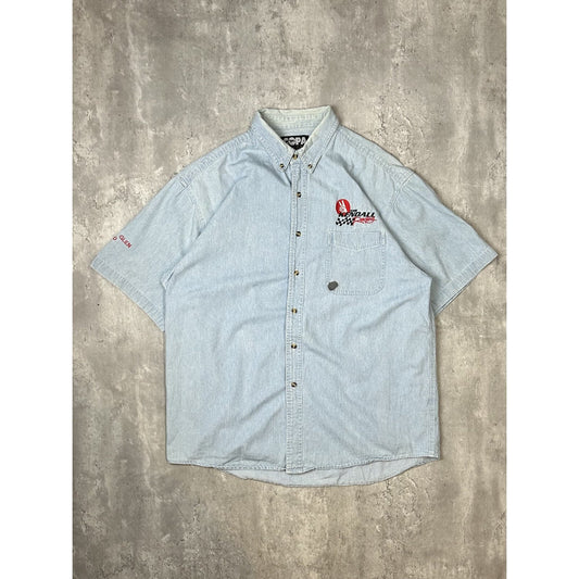 Vintage 2000 Team Kendall Racing Watkins Glen Button Up Shirt Size XL Blue