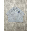 Vintage Cintas Pinstripe Embroidered Reworked Cropped Button Up Shirt Size XL