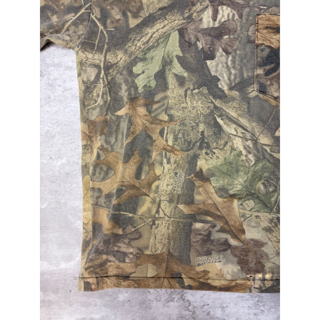 Vintage 90s Advantage Timber Camo Mock Neck Long Sleeve T-Shirt Size Medium