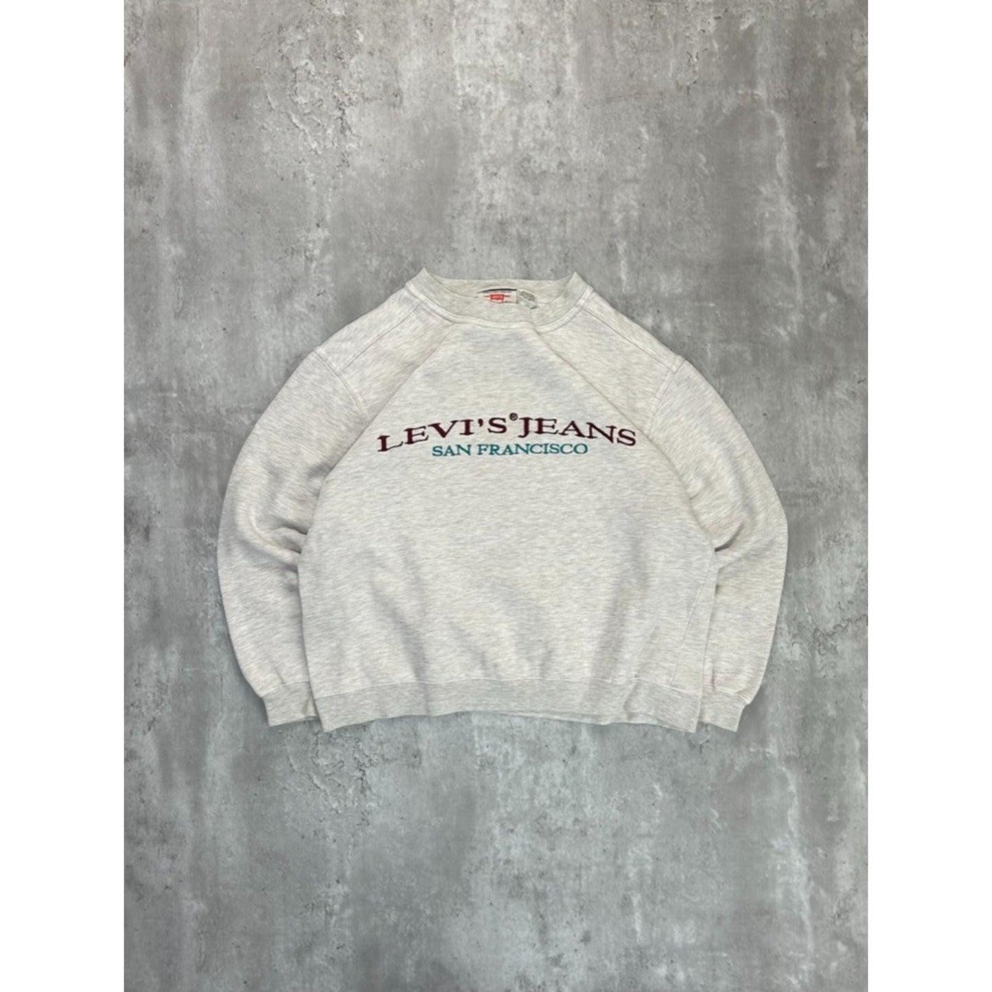 Vintage 90s Levis Jeans Embroidered Spellout Crewneck Sweatshirt Size Medium