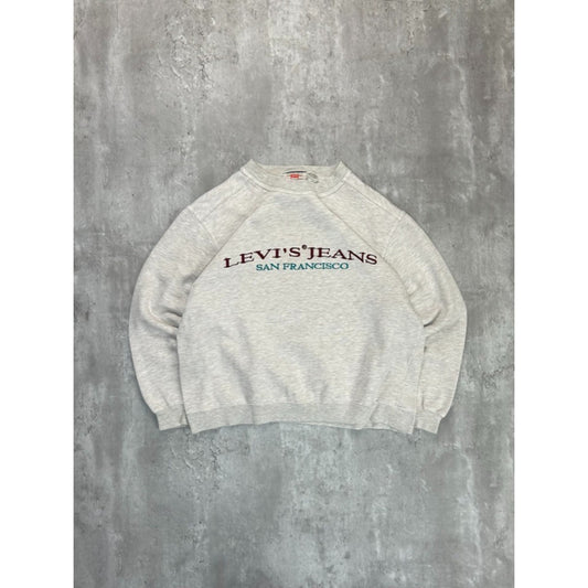 Vintage 90s Levis Jeans Embroidered Spellout Crewneck Sweatshirt Size Medium