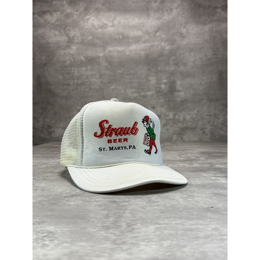 Vintage 80s/90s Straub Beer Spellout Graphic Promo Trucker Snapback Hat OSFA
