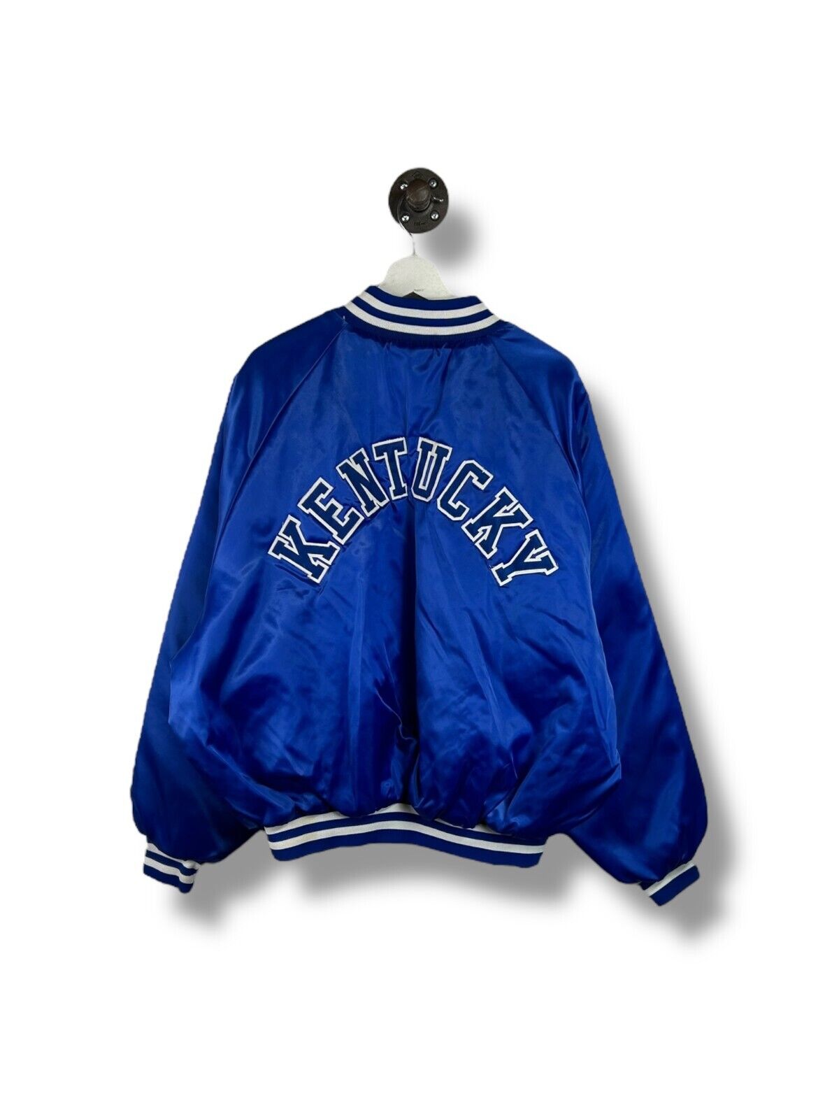 Vintage 80s Kentucky Wildcats NCAA Satin Varsity Bomber Jacket Size 2XL Blue