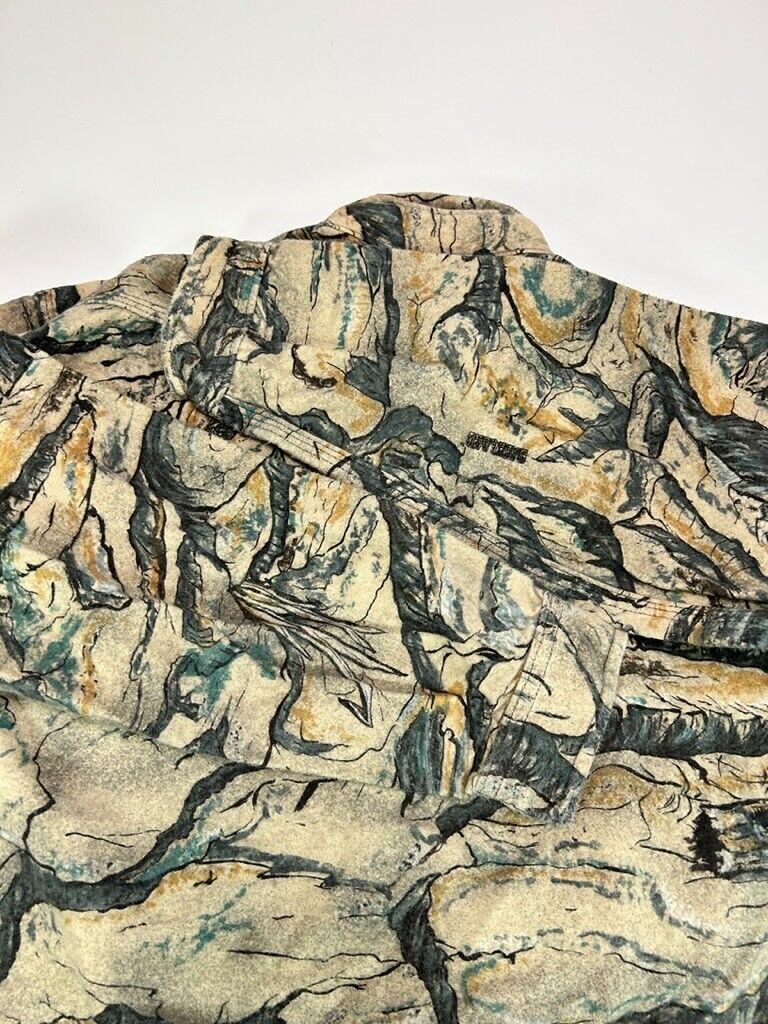 Vintage 90s Deerskin Badland Camo Long Sleeve Hunting Button Up Shirt Size Large