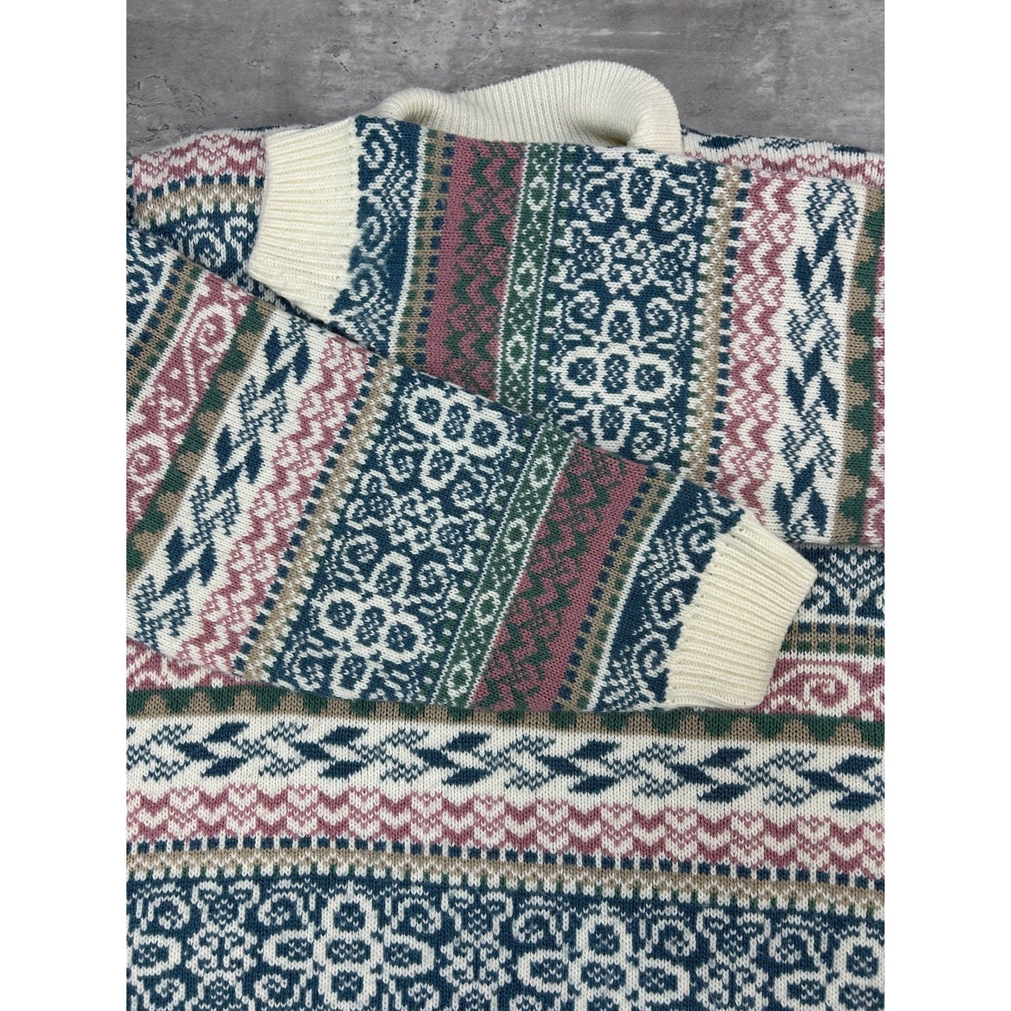 Vintage 90s Women's Alfred Dunner Abstract Striped Collared Knit Sweater Large