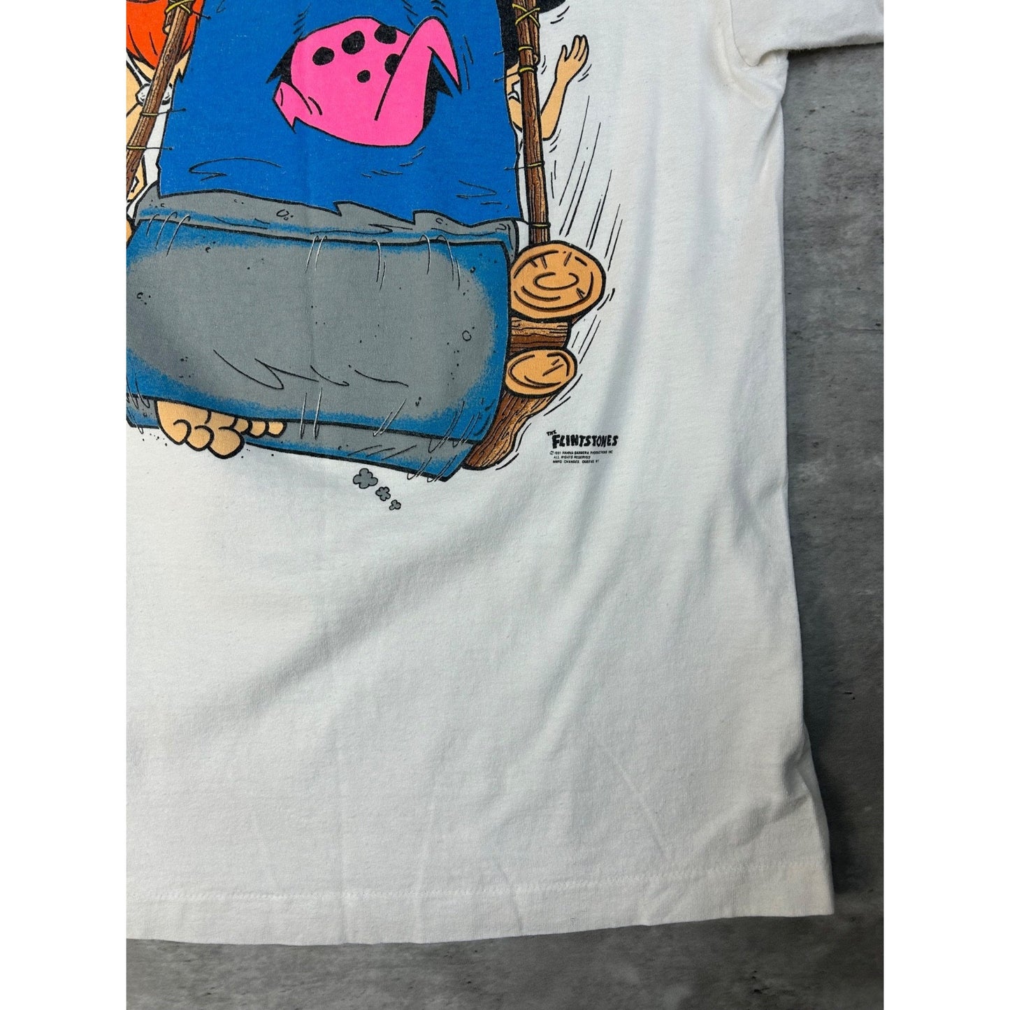 Vintage 1991 The Flintstones Cartoon Tv Show Promo Graphic T-Shirt Size Large