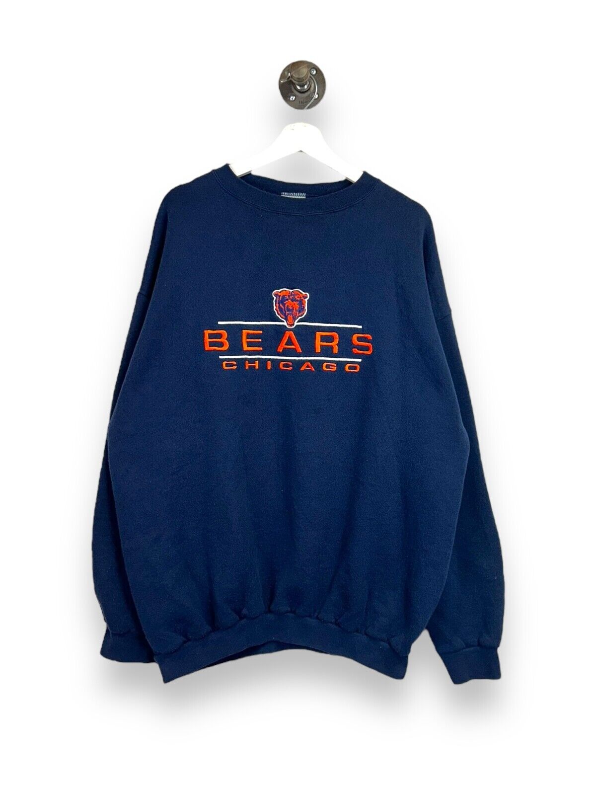 Vintage 90s Chicago Bears NFL Embroidered Logo Spellout Sweatshirt Size 2XL Blue