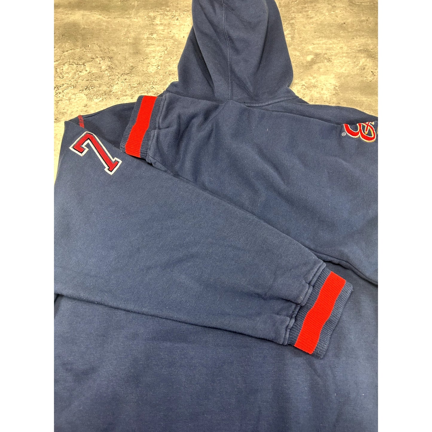 Vintage Budweiser Embroidered Logo Hooded Sweatshirt Size Large Blue