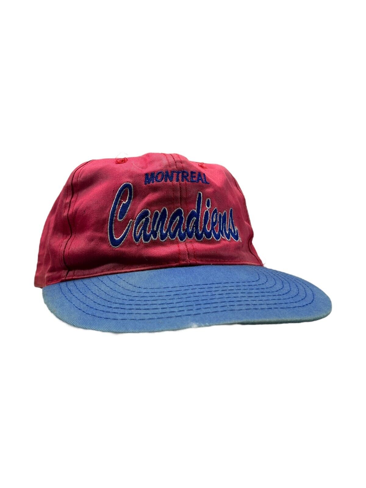 Vintage 90s Montreal Canadiens NHL Embroidered Spellout Strapback Hat OSFA