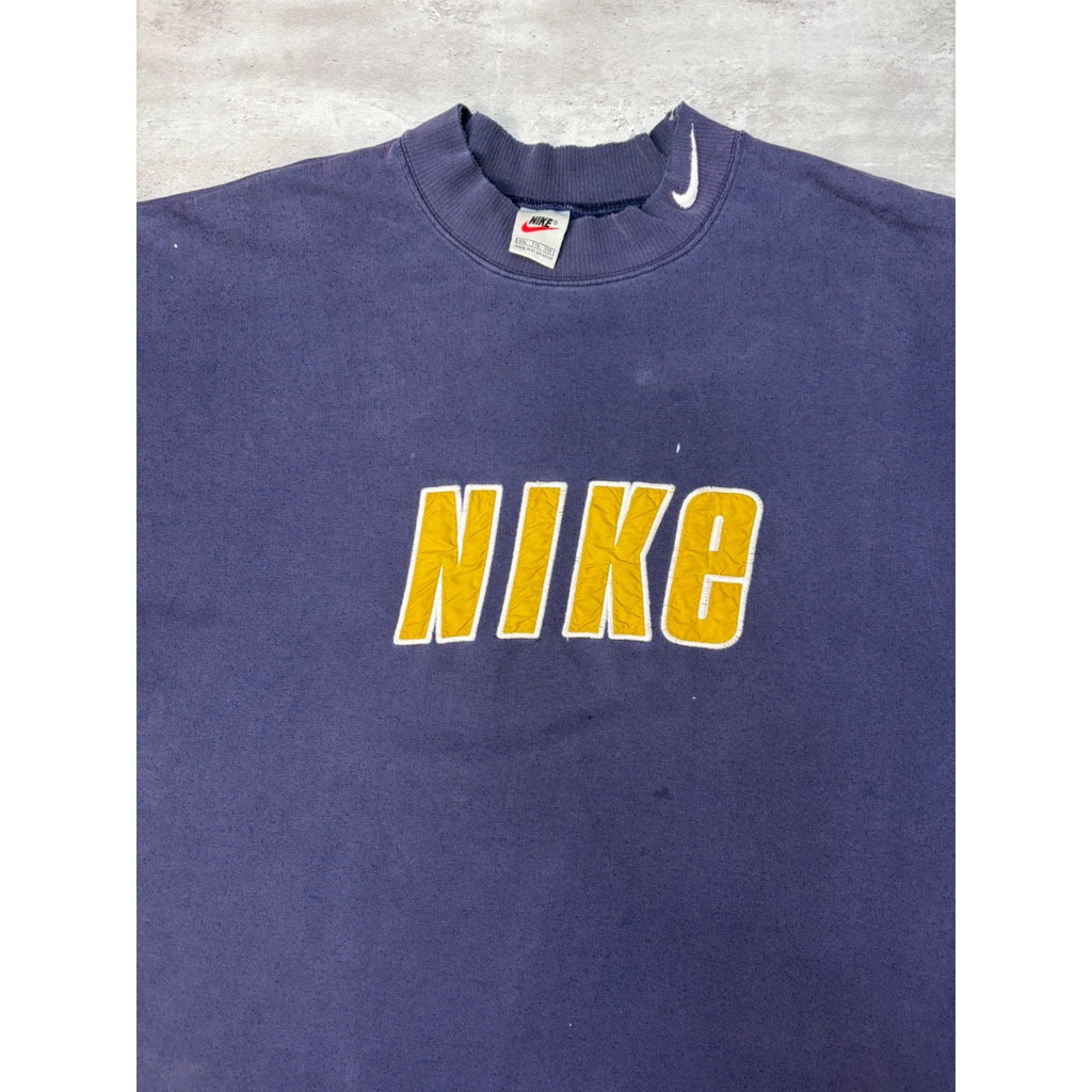 Vintage 90s Nike Embroidered Collar Swoosh Spellout Sweatshirt Size 2XL