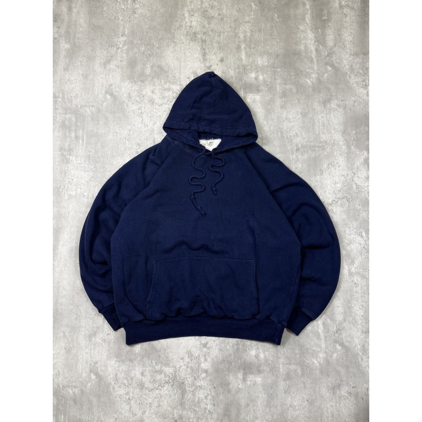 Vintage 1980s Thermal Lined Blank Full Zip Hooded Navy Sweatshirt Size XL