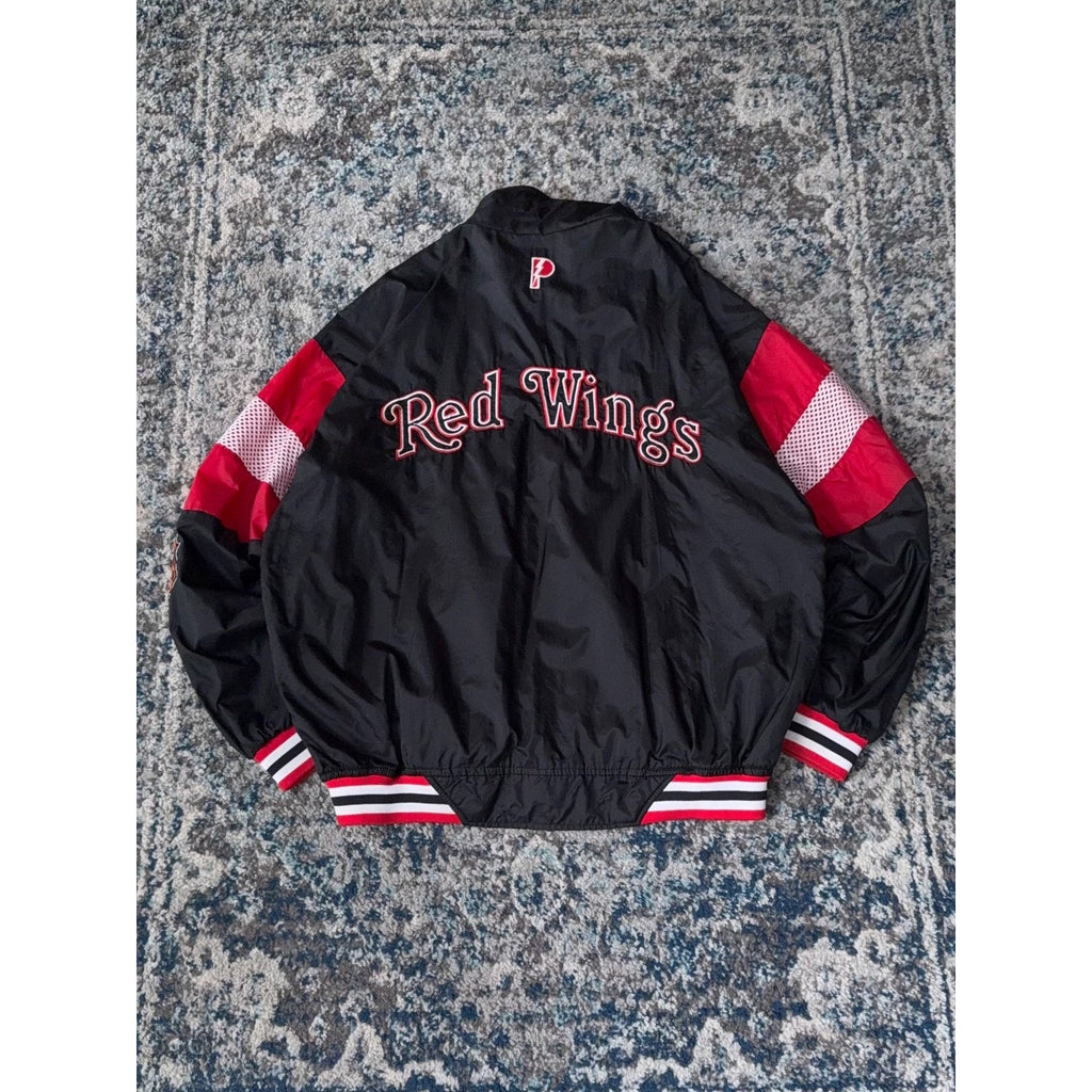 Vintage 90s Detroit Red Wings NHL Embroidered Logo Windbreaker Jacket Size Large