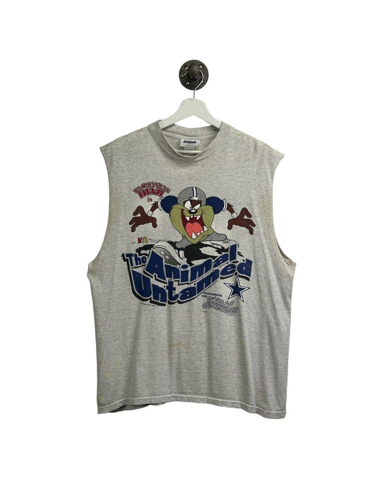 Vintage 1994 Looney Tunes Taz Dallas Cowboys NFL Sleeveless T-Shirt Size Large