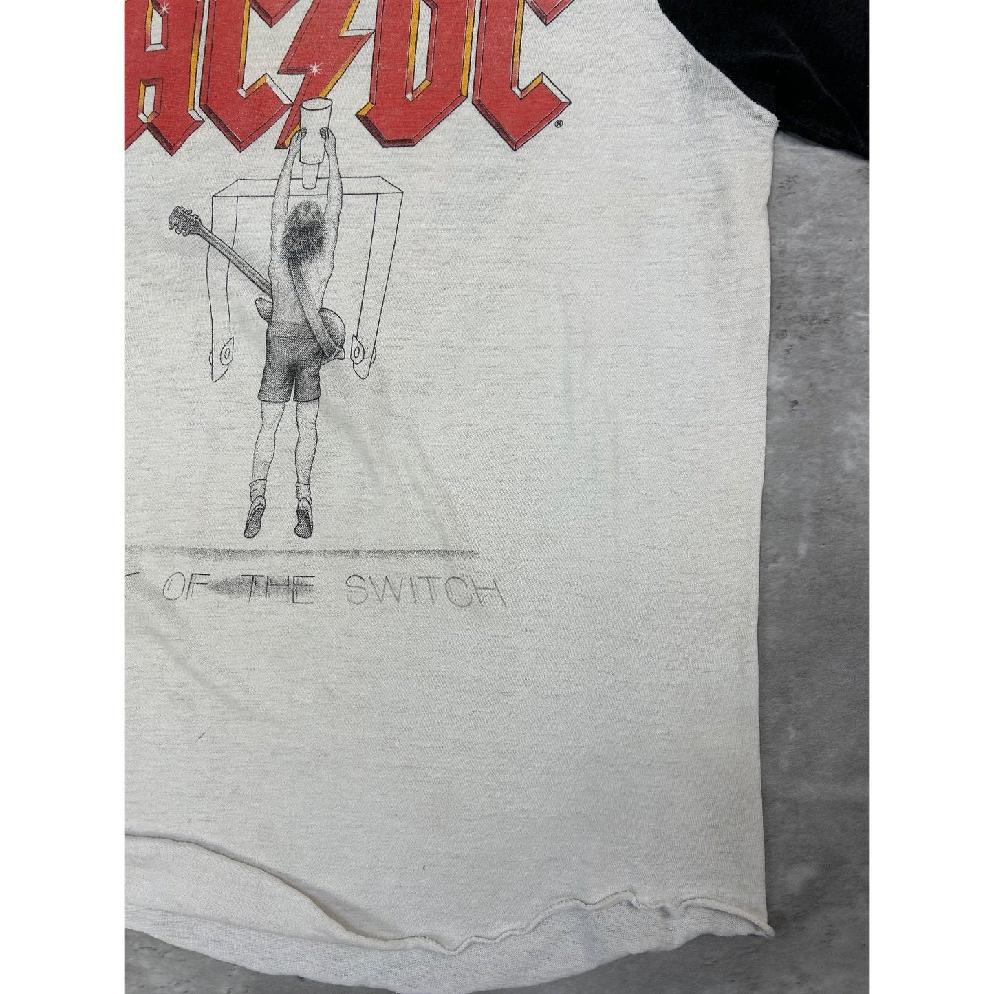 Vintage 1983 ACDC Flick Of The Switch Rock Music Raglan Band T-Shirt Size Small