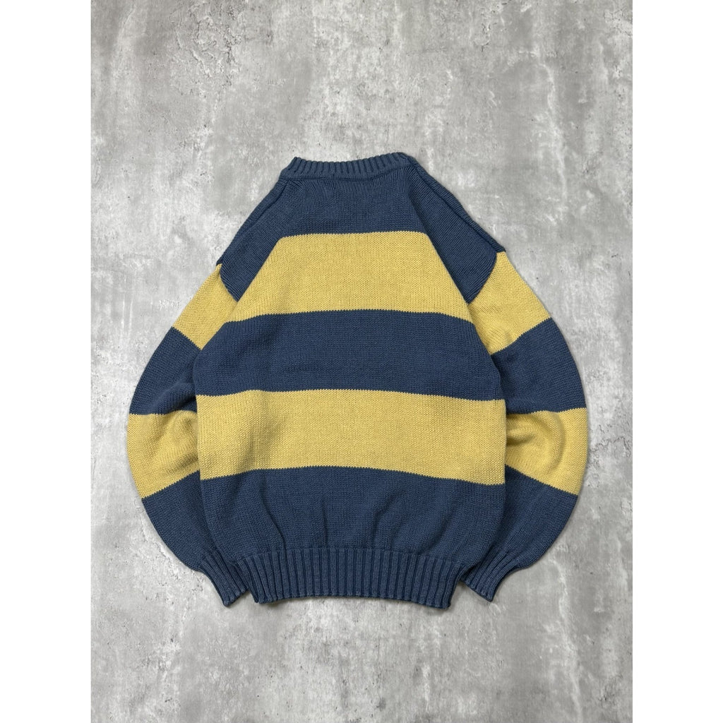 Vintage 90s Authentic Issue Striped Pullover Ribbed Knit Sweater Size Medium