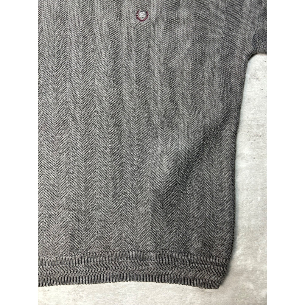 Vintage Chaps Embroidered Crest Striped Pullover Knit Sweater Size Large