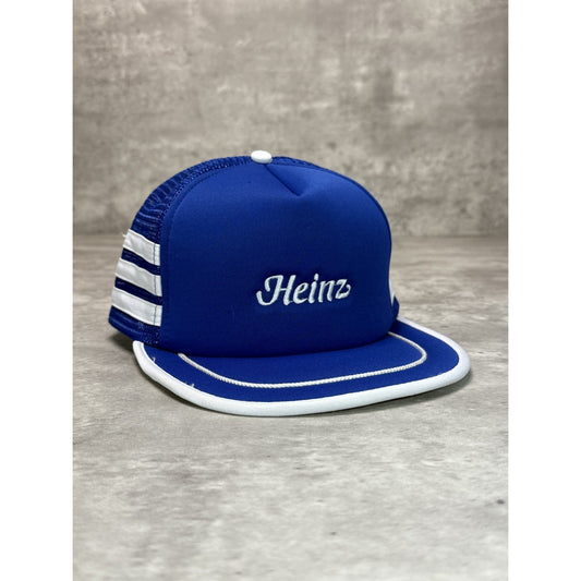 Vintage 80s Heinz Embroidered Spellout Three Stripe Trucker Snapback Hat OSFA