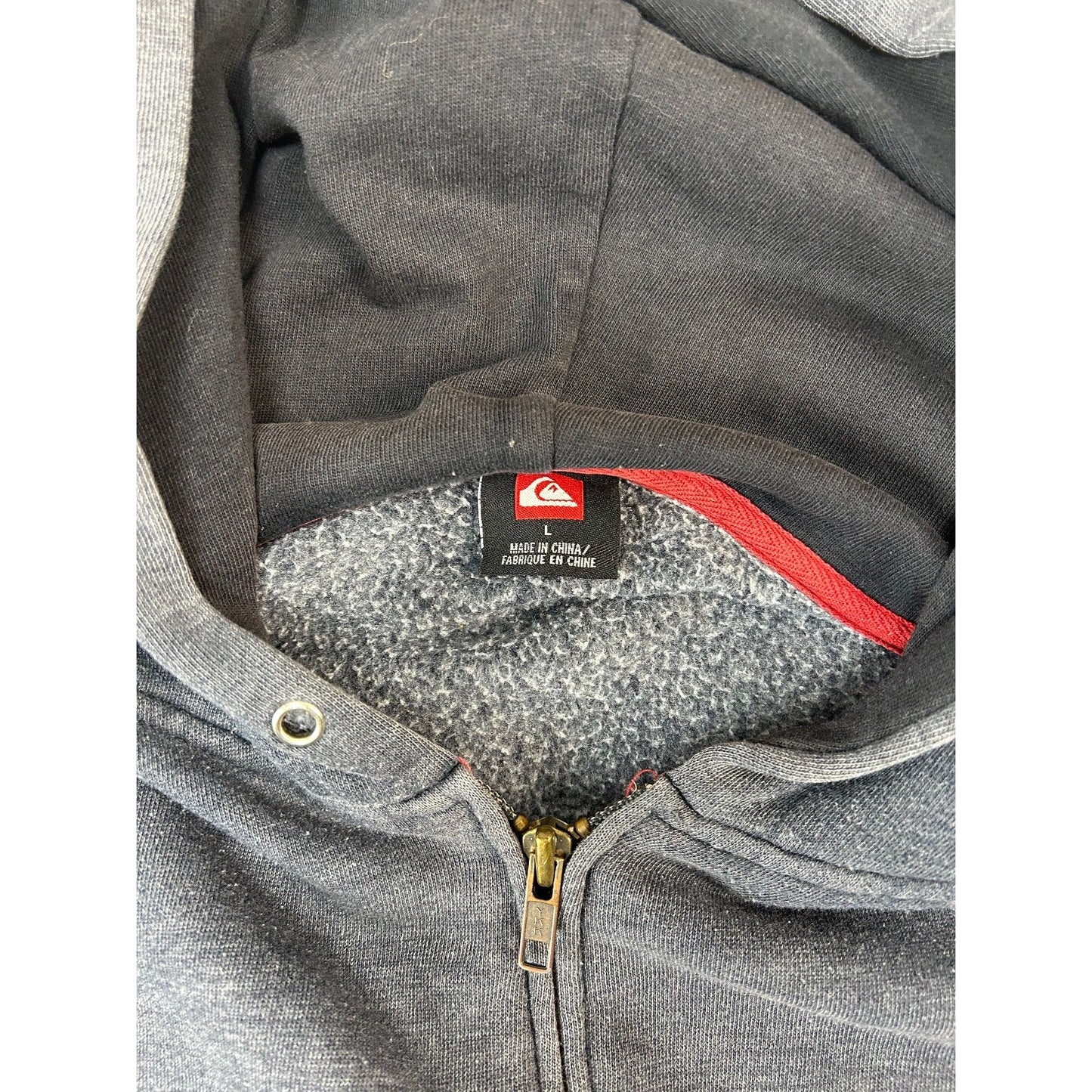 Vintage Quiksilver Embroidered Spellout Full Zip Hooded Sweatshirt Size Large