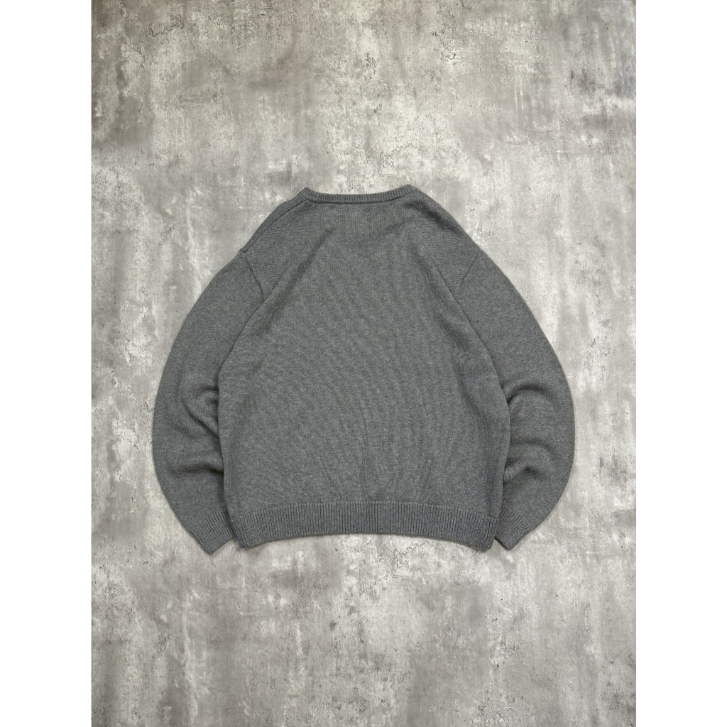 Vintage Chaps Embroidered Crest Pullover Ribbed Knit Sweater Size XL Gray