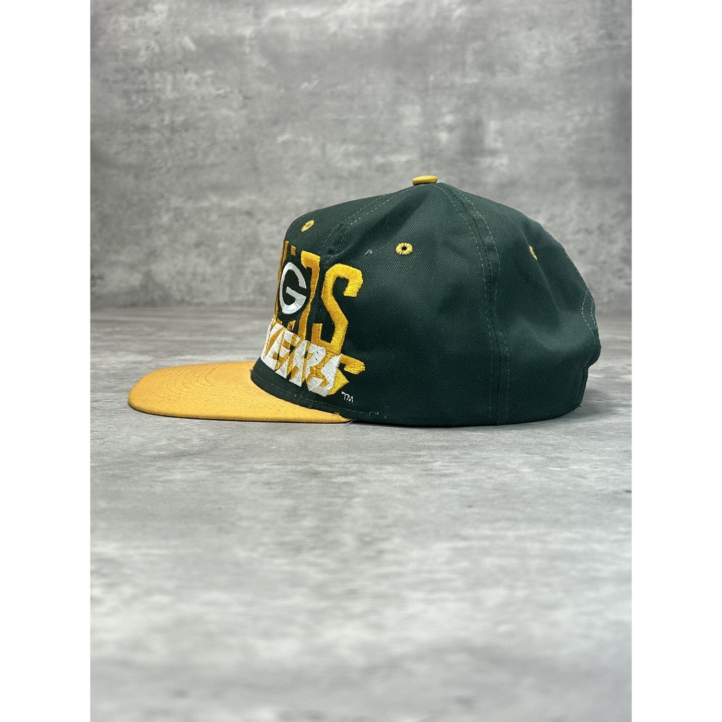 VTG 90s Green Bay Packers NFL Embroidered Spellout Football Snapback Hat OSFA