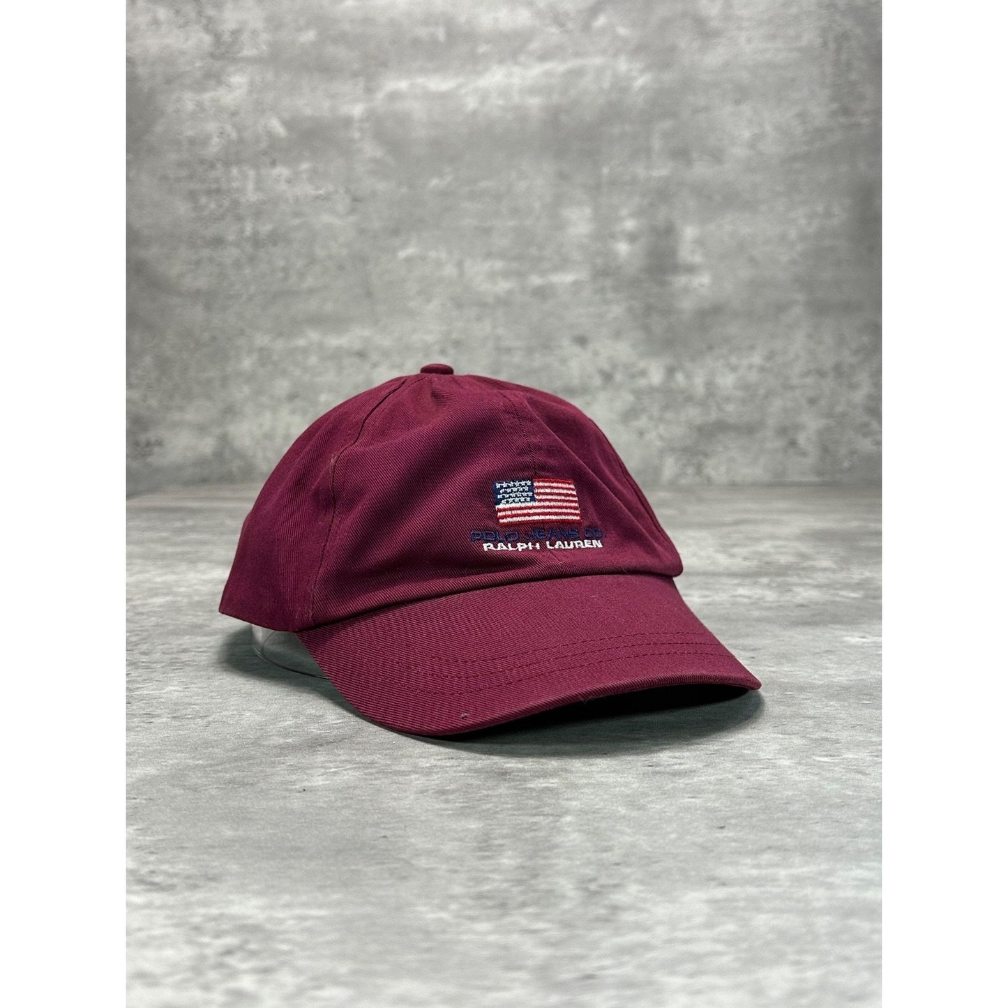 Vintage 90s Polo Ralph Lauren Embroidered Flag Strapback Hat Size S/M