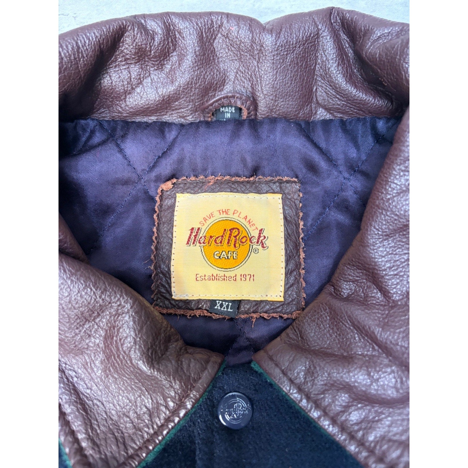 Vintage 90s Hard Rock Cafe Niagara Falls Varsity Style Bomber Jacket Size XL