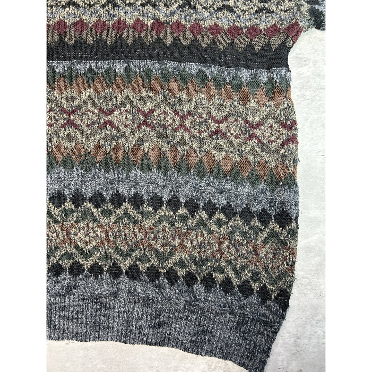Vintage Geoffrey Beene Abstract Striped Pullover Ribbed Knit Sweater Size XXL
