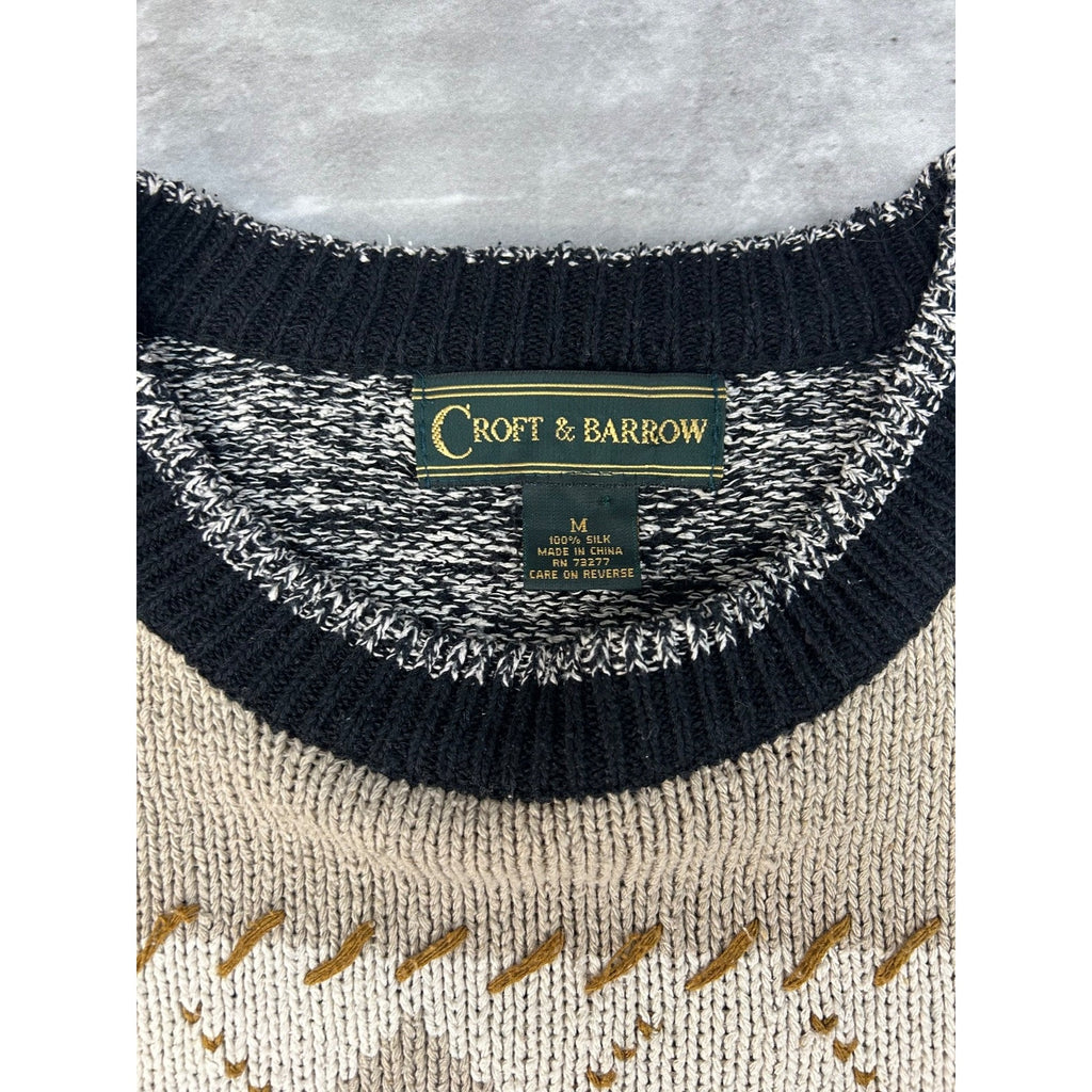 Vintage Croft & Barrow Abstract Print Pullover Knit Sweater Size Medium