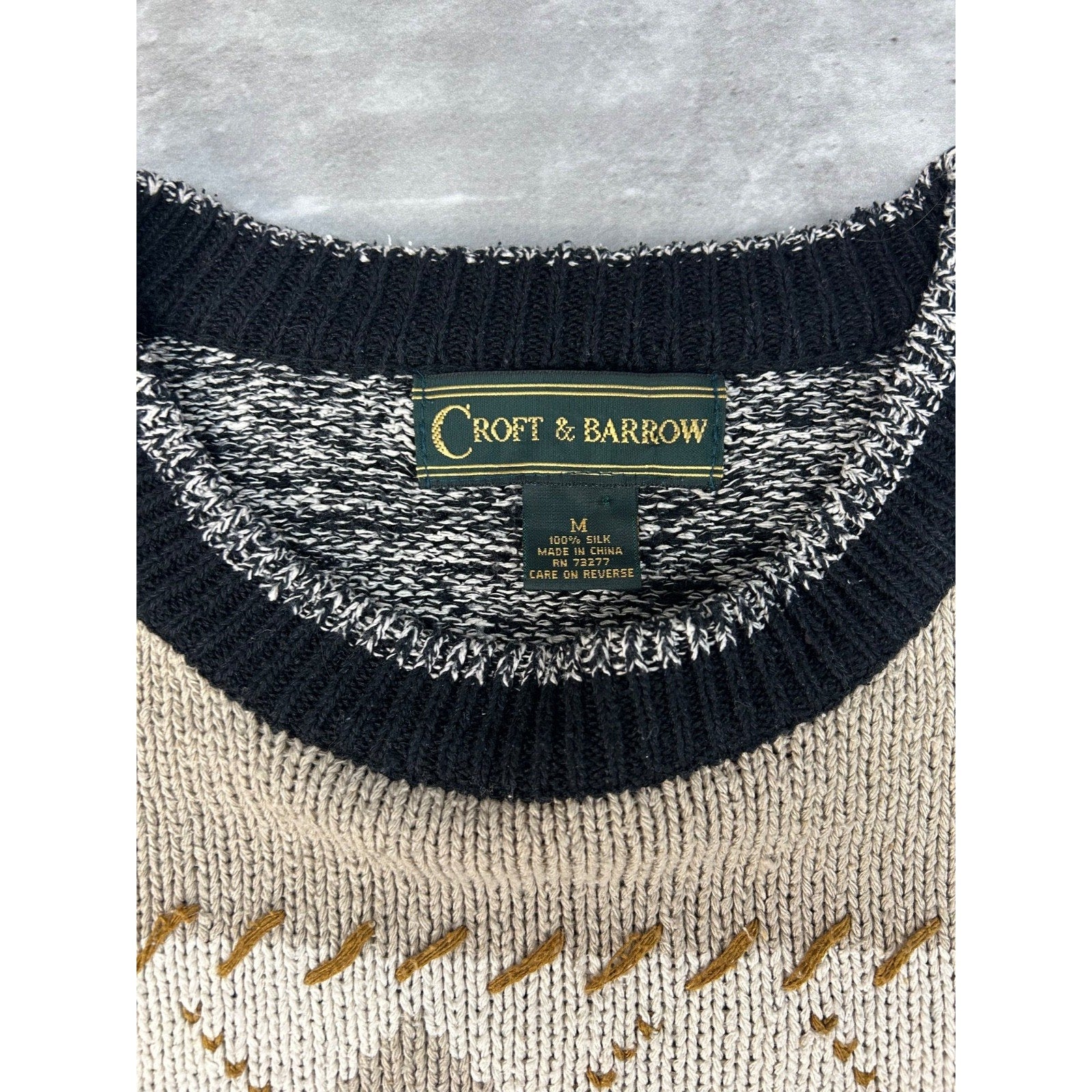 Vintage Croft & Barrow Abstract Print Pullover Knit Sweater Size Medium