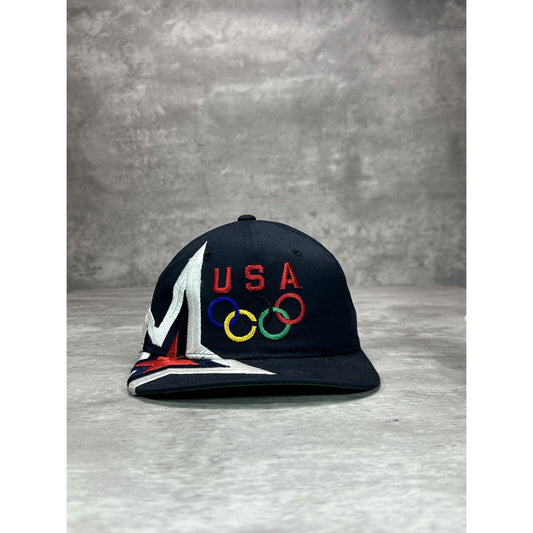 Vintage 90s USA Olympics Embroidered Star Logo Starter Snapback Hat OSFA