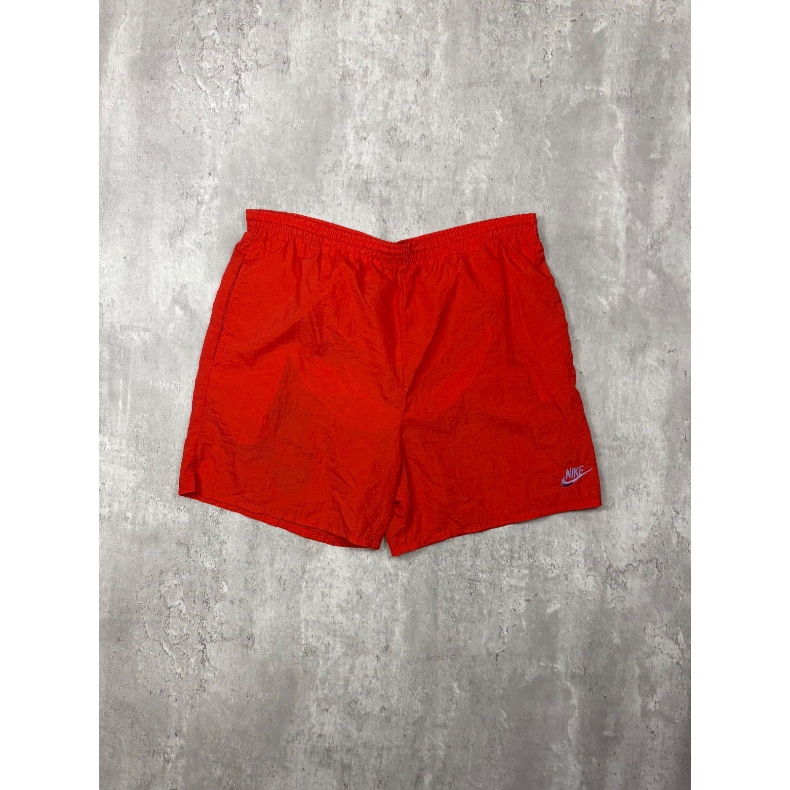 Vintage Nike Embroidered Spellout Swoosh Nylon Swim Shorts Size Medium
