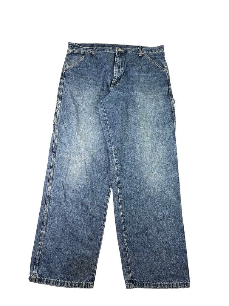 Vintage 90s Wrangler Medium Wash Work Wear Denim Carpenter Pants Size 38W Blue